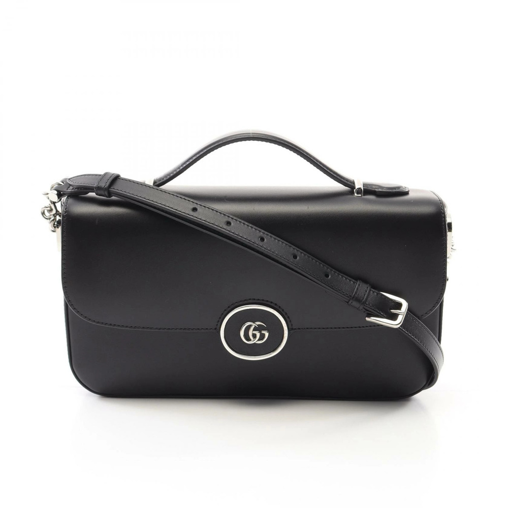 Gucci Double GG Shoulder Bag Leather Black